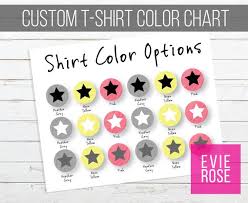 Custom Tshirt Color Chart Graphic For Your Etsy Shop Shaped Color Chart Resource For Htv Screen Print Dtg And Print On Demand Sellers