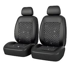 Autocraft Car Suv Seat Cover Black Jacquard Faux Leather Low Back Metallic Universal 2 Pack Ac4836b