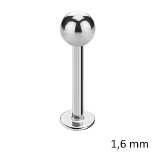 Premium 1 6 Mm Labret Piercing 14 Sizes Lengths With Ball Design In Silver Surgical Stainless Steel Stainless Steel