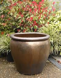 Large Glazed Pot Bronze Tree Planters X