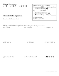 Solving Absolute Value Equations And