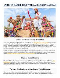 Rajasthan is one of the best places in india for festivals. Various Camel Festivals Across Rajasthan By Colourfulindiaholiday Issuu