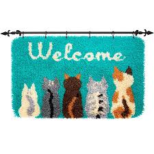 large size five cats latch hook rug kit