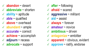 1000 synonyms words list synonyms