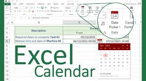 install date picker calendar in excel