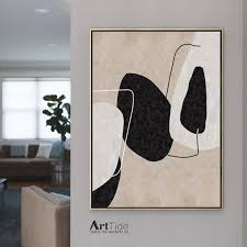Large Abstract Painting Beige Abstract