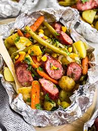 potato and sausage foil packets