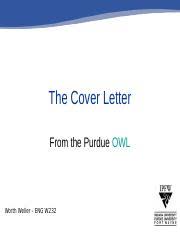 Coverletter Ppt The Cover Letter From The Purdue Owl Worth