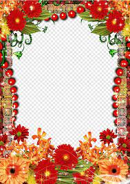 red and orange flowers border frame