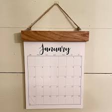 Wall Calendar With Hanging Wood Frame