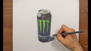 The four first colors are due to the m in the monster energy logo and the last is due to the text energy below the m. Speed Drawing A Monster Energy Drink Can Youtube
