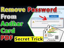 how to remove aadhar card pword