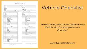 free printable vehicle checklist