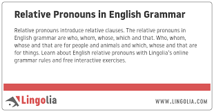 Relative Pronouns In English Grammar