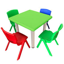 Whether in the office or in the. Kid S Adjustable Mixed Square Table With 4 Chairs Set With Green Table Oliandola