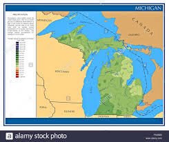 Michigan United States Water Precipitation Statistics Map By