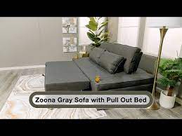 Zoona Gray Sofa With Pull Out Bed Afw