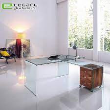 Modern Bent Glass Office Desk With
