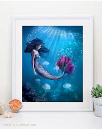Mermaid Art Print Fantasy Art Digital