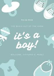 Blue Baby Boy Birth Announcement Templates By Canva