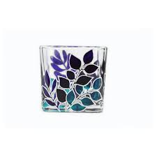 Hand Painted Glass Candle Holder Tea