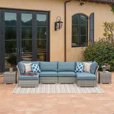 Blue Outdoor Sectional Seating Set