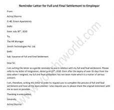 reminder letter for full and final