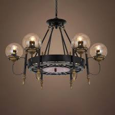 Cognac Glass Globe Shade Pendant Light 6 Lights Vintage Chandelier In Antique Brass For Restaurant Beautifulhalo Com