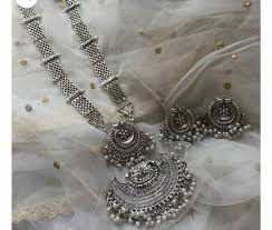 oxidised silver designer necklace