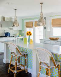 Points of interest ● elongated rectangular kitchen island with shaker style cabinets ● granite countertop and kitchen island top ● framed medallion with ceramic tiles in diamond pattern ● white. Wallpaper On Kitchen Island Cottage Kitchen