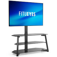 fitueyes glass tv stand mount 3 tier