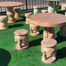 Pink Granite Stone Garden Square Table