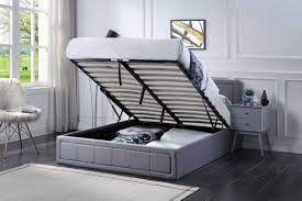 small double ottoman storage bed grey