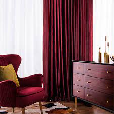 wine burgundy red velvet curtain ds