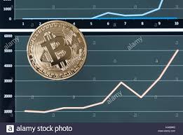 One Gold Bitcoin Coin Lies On The Charts Of The Growth Of
