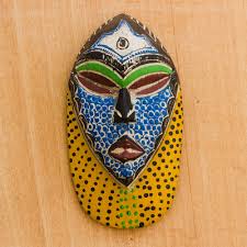 Rubberwood Wall Mask Hand Carved In