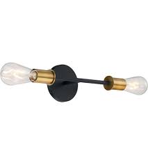 Nuvo 60 7342 Ryder 2 Light 5 Inch Black And Brushed Brass Vanity Light Wall Light