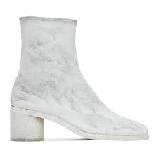 +original iconic tabi boots by margiela +size: Maison Margiela Tabi Split Toe Painted Leather Boots In White Modesens