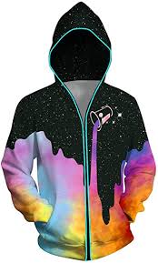 Light Up Hoodie For Men Zip Up 3d Pattern Print Led Jacket Glow Sweatshirts With Pockets At Amazon Men S Clothing Store