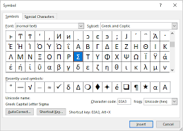 Insert Or Type The Sigma Symbol In Word