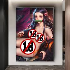Hentai Sexy Nude Kamado Nezuko Canvas Painting Anime Demon Slayer Naked  Girls Poster Wall Art Prints Mural Pictures