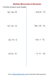 Multiply Polynomial Worksheets