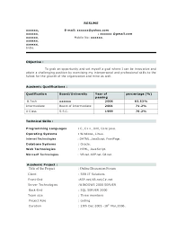 Resume Formats For It Freshers Collection Of Solutions Doc Resume