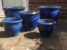 Special european japanese stoneware pots mini ceramic pots pots. Blue Ceramic Plant Pots Bembridge Sold Wightbay