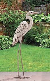 egret garden pond statue metal coastal