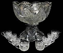 Cut Glass Punch Bowl With Pedestal And