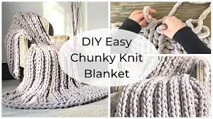 diy easy chunky knit blanket how to