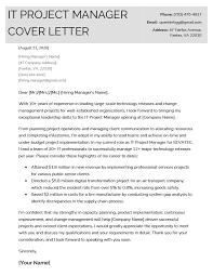 it project manager cover letter exle