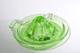 Uranium Glass Lemon Juicer Green