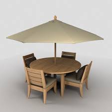 Round Table With Chairs And Umbrella 3d